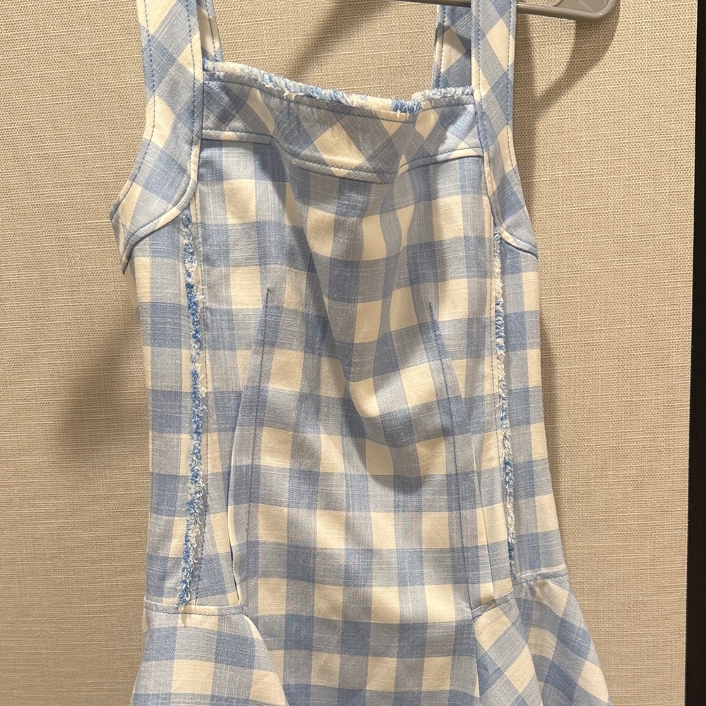 Blue Checkered Mini Dress - Picture 2 of 4